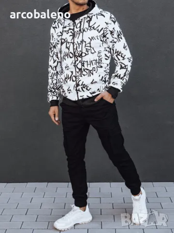 Мъжки суичър с цип и качулка, снимка 2 - Суичъри - 47821495