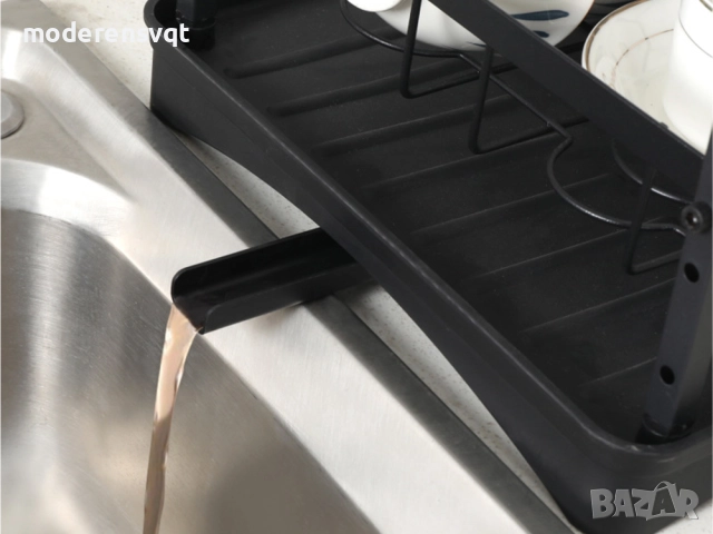 Сушилник за чинии на 2 нива с улей за мивка черен, снимка 2 - Сушилници - 51923998