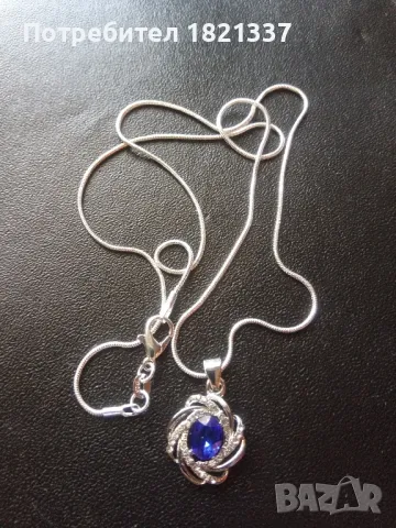 Сребърно колие с кристали , снимка 7 - Колиета, медальони, синджири - 47895937