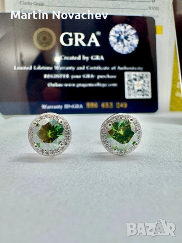 Сребърни обеци с мойсанит (Диамант) 1 карат