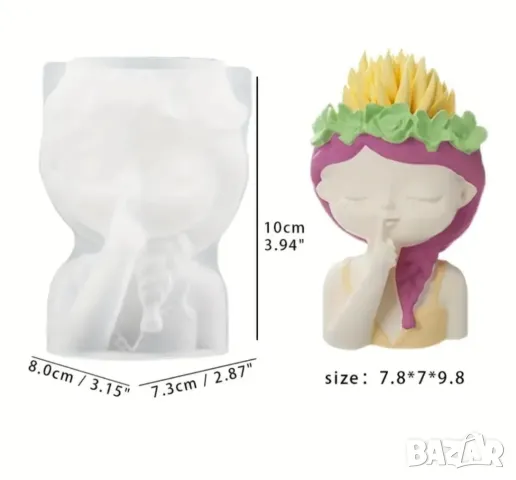 Молд кашпа момиче 2 броя комплект , снимка 3 - Форми - 50238579