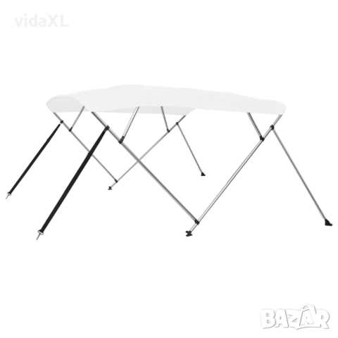 vidaXL Тента за лодка, 4 дъги, бяла, 243x180x137 см（SKU:92367）, снимка 1
