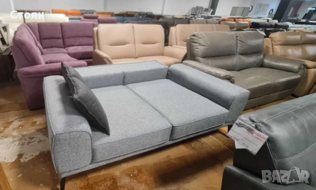 Сив диван от плат двойка с функция сън, снимка 5 - Дивани и мека мебел - 52826381