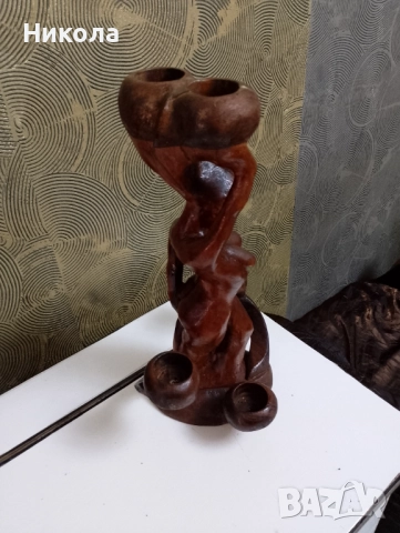 Свещник,,Нимфа"-орех, снимка 3 - Статуетки - 51879206