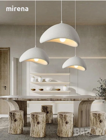 Бял модерен полилей висяща облак 3 каменен скандинавски Wabi-sabi, снимка 10 - Лампи за таван - 51556224