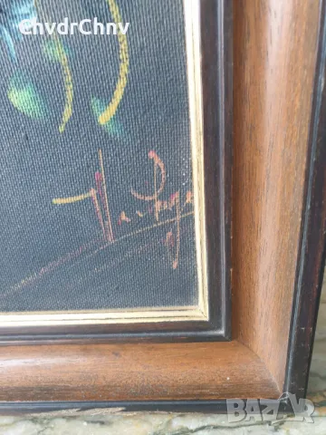 49х39см/малка картина масло върху фазер/натюрморт ваза с цветя/дървена рамка, снимка 4 - Картини - 46974903