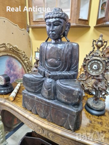 Великолепна голяма антикварна дървена фигура статуетка , снимка 3 - Антикварни и старинни предмети - 43070618