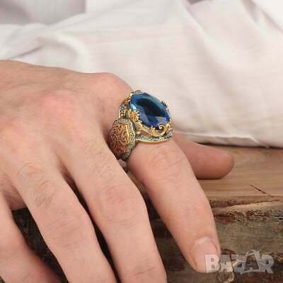 Дамски пръстен със син топаз и родиево покритие, снимка 2 - Пръстени - 39073321