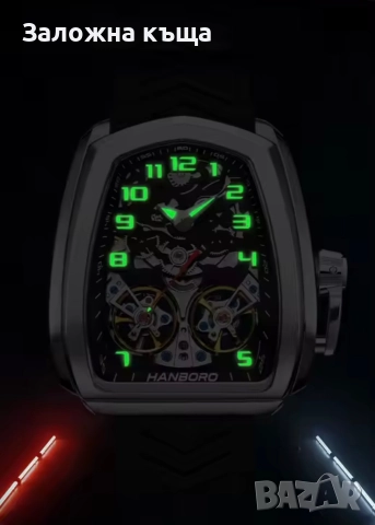ЧИСТО НОВ ! Мъжки механичен / автоматичен часовник "Hanboro" (Silver), снимка 4 - Абсорбатори - 52722352