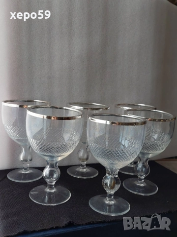 Стари кристални чаши със сребърен обков/ за десерти,сладолед и др.вместимост 500 мл.сребро 925, снимка 3 - Чаши - 52432175