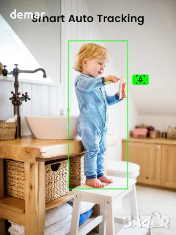 AKINGUAR Wifi 2К камера, 360° панорамна/накланяща се домашна камера, двупосочен разговор, снимка 7 - HD камери - 49403834