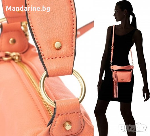 ПРОМО 🍊 GUESS 🍊 Малка кожена дамска чанта в розово златисто 20x14x9 см нова с етикети, снимка 5 - Чанти - 26374952