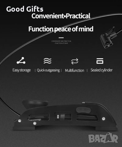 Крачна Помпа за гуми с два цилиндъра и манометър, 10 бара, снимка 6 - Аксесоари и консумативи - 43015595