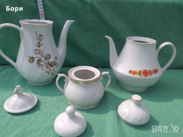 Български порцелан две кани и захарница, снимка 11 - Чинии - 32413126