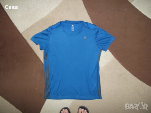 Тениски ADIDAS  мъжки,Л   /сини и бяла/, снимка 6 - Тениски - 46351659