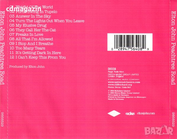 Компакт дискове CD Elton John – Peachtree Road, снимка 2 - CD дискове - 34637124