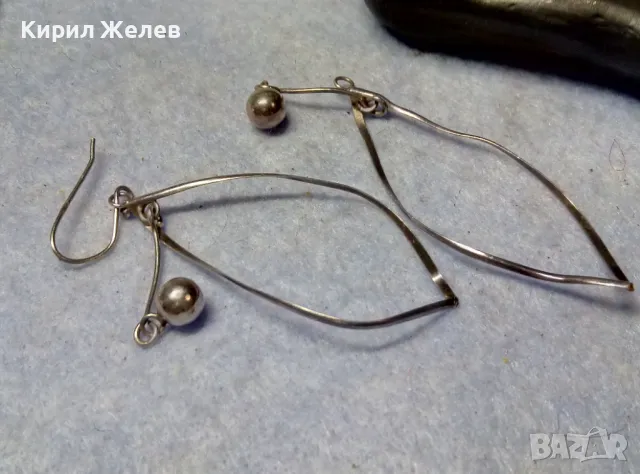 АЛ НУВО СТИЛ СРЕБЪРНИ ОБЕЦИ СРЕБРО 925 РЪЧНА РЕТРО АРТ ИЗРАБОТКА ЕДНАТА с НУЖДА от ЗАКАЧАЛКА 47735, снимка 4 - Обеци - 49553345