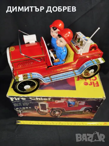 СТАРА РЕТРО СОЦ КИТАЙ ЛАМАРИНЕНА ИГРАЧКА ПОЖАРНА КОЛА, снимка 9 - Антикварни и старинни предмети - 49063120
