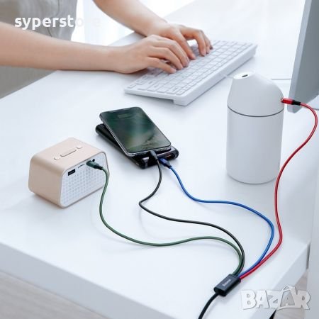 Кабел USB към Lightning, Type C и 2 x Micro USB 4 в 1 3.5А Baseus CA1T4-C01 1.2m Cable 4 in 1, снимка 3 - USB кабели - 38101678