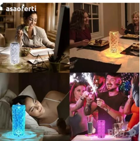 КРИСТАЛНА LED НАСТОЛНА ЛАМПА С 16 ЦВЯТА, снимка 9 - Настолни лампи - 43064715