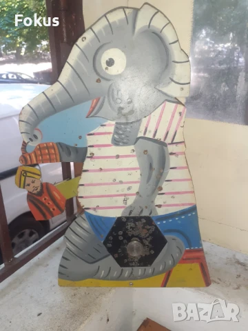 Стара бълг.метална мишена играчка от стрелбище пушка слонче, снимка 2 - Антикварни и старинни предмети - 51132193