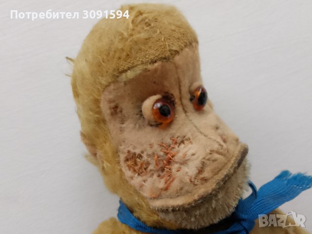 Стара играчка маймуна напълнена със слам , снимка 13 - Колекции - 43886650