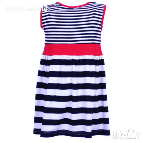 Нова детска моряшка рокличка с висока талия и панделка, снимка 2 - Детски рокли и поли - 48406395