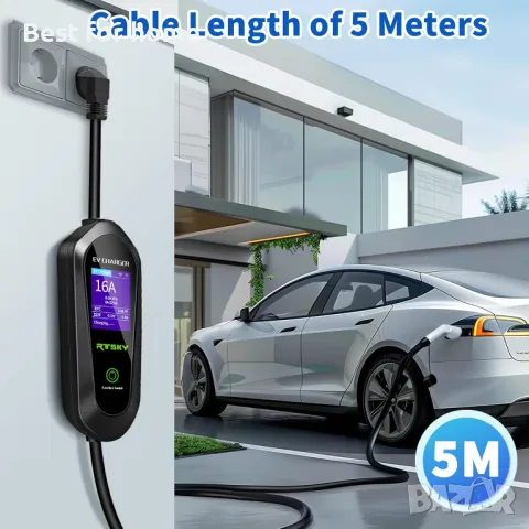 Зарядна станция за електро автомобили RTSKY Type 2, 16A, 5m, снимка 5 - Аксесоари и консумативи - 48735899