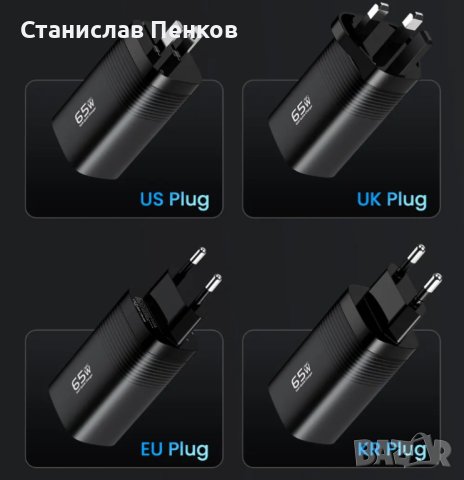 Бързо зарядно GaN USB, USB Type C зарядно ASOMETECH 65W PD, 45W PPS QC3.0., снимка 7 - Оригинални зарядни - 43409104