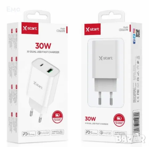 Type-C + USB - Бързо двойно зарядно устройство, снимка 6 - Оригинални зарядни - 48465966