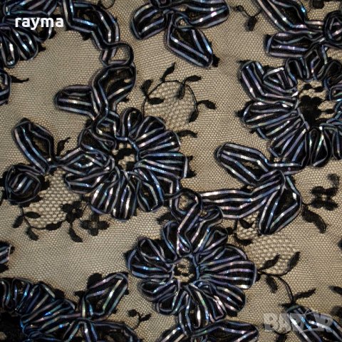 Плат френска дизайнерска 3D дантела черна, снимка 3 - Рокли - 27328385