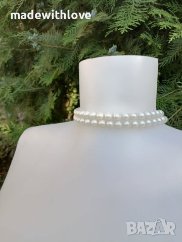 Ръчно изработена перлена огърлица двойна. , снимка 2 - Колиета, медальони, синджири - 43246102