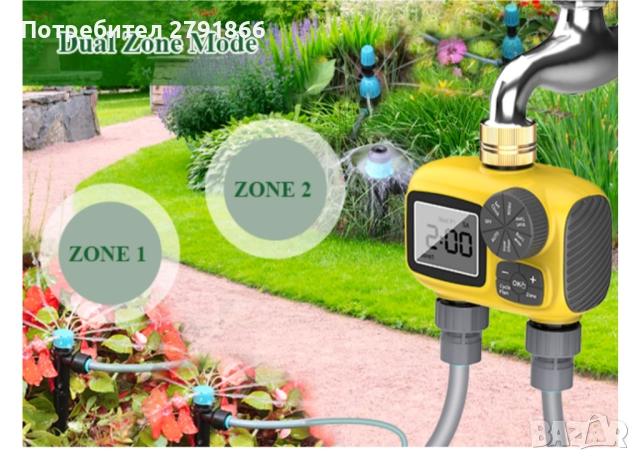 Нов комплект за капково с двупортов таймер 2025 г. с три независими програми с 3 вида капкови дюзи, снимка 5 - Напояване - 52259102