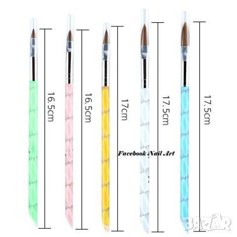 5 бр. Четки за акрил, снимка 2 - Продукти за маникюр - 18228378
