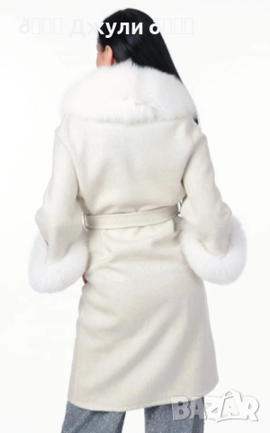 Палто с естествен косъм от сребърна лисица, снимка 7 - Палта, манта - 52146007