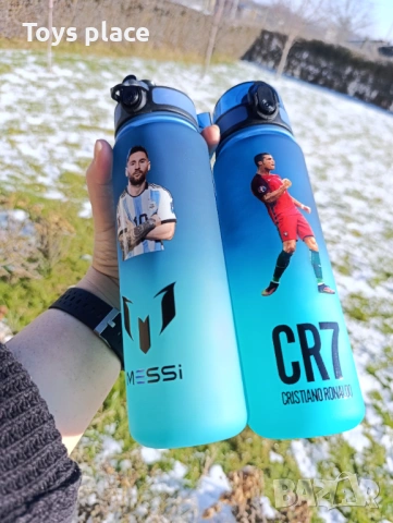 Футболни шишета за вода Меси и Роналдо, Messi and Ronaldo шише за училище с футболисти, снимка 2 - Фен артикули - 53462504
