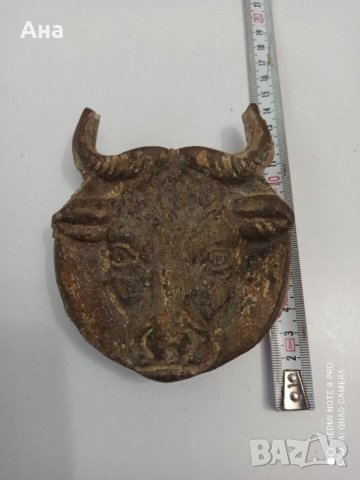 Стара бронзова глава на бик, снимка 2 - Други ценни предмети - 39075066