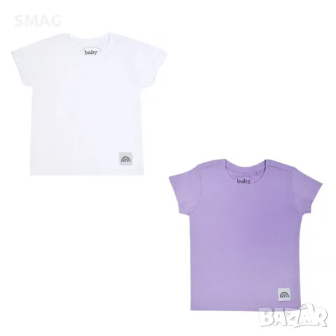 Бебешки памучни тениски с къси ръкави Бяла люлякова дъга - 2 бр. S_1221510