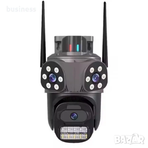 Тройна външна въртяща WiFi  камера с три обектива, ICSee, Черна, снимка 5 - HD камери - 51002495