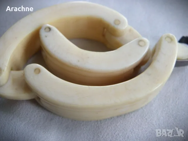 Антикварна,съчленена гривна от слонова кост, снимка 5 - Гривни - 49685031