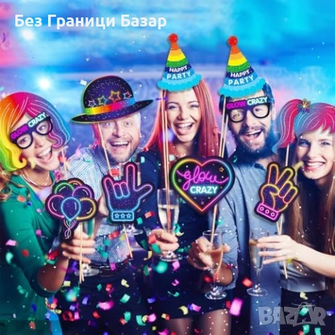 Нов Неон парти комплект 33 фото аксесоара + надуваеми инструменти, снимка 4 - Други - 53533507
