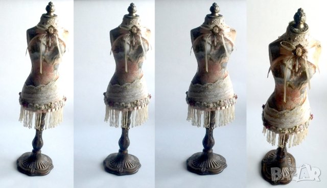 50см манекен, форма на рокля, ръчно декорирана, снимка 2 - Декорация за дома - 43353612