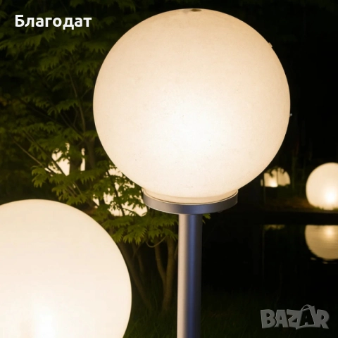 Соларна градинска лампа сфера BONETTI Ø30 см – автоматично осветление без кабели и сметки за ток, снимка 2 - Соларни лампи - 52510372