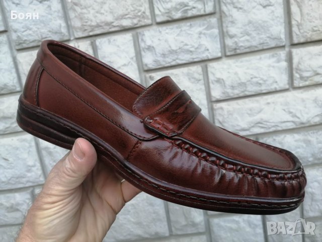Мъжки обувки мокасини в кафяв цвят (антик), снимка 1