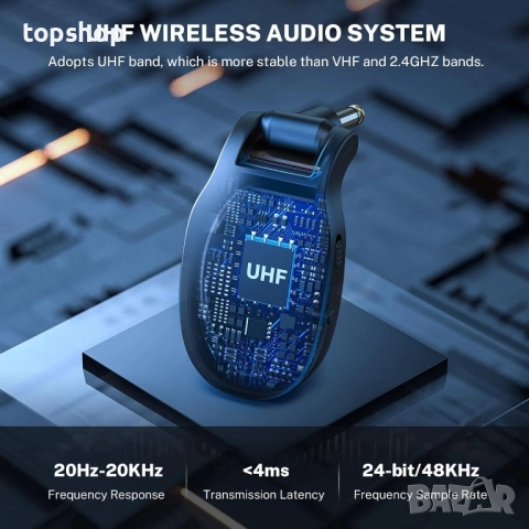 LEKATO Безжична китарна система, акумулаторна предавател и приемник, цифрова система, безжичен ..., снимка 4 - Гедорета - 51629124