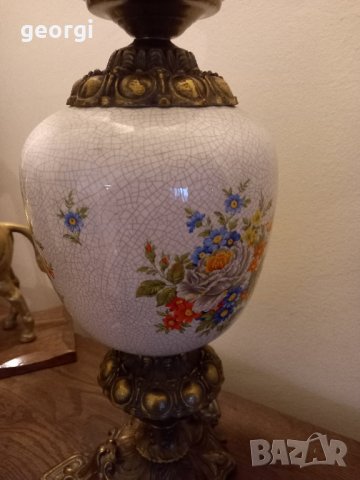 ретро бронзова настолна лампа , снимка 2 - Настолни лампи - 43861636