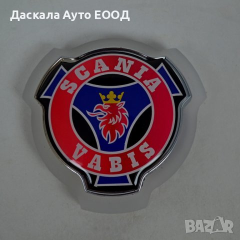 Огледална табела червен Scania Vabis външна за решетка 12-24V бял неон