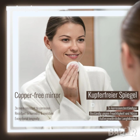 LED огледало за баня Aquamarin 80 x 60 см, A++, с тъч сензор, анти-пара, снимка 5 - Огледала - 53050623