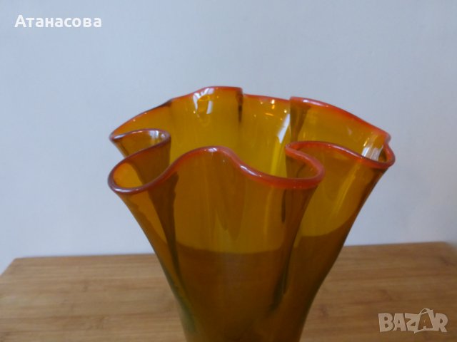 Стъклена ваза Мурано VENINI Amber, снимка 7 - Вази - 43822424