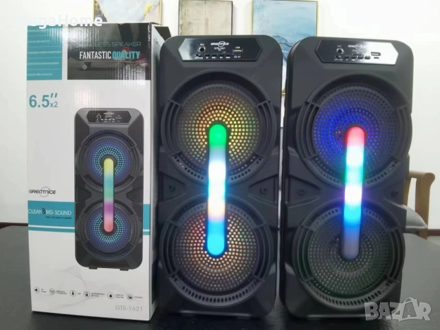 Преносима Активна Двойна Тонколона GTS 2x6,5" с вграден усилвател, Микрофон, Bluetooth, 30W, снимка 2 - Тонколони - 53104433